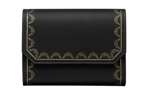 CARTIER Guirlande Calfskin Card Holder, Wallet Women's Black