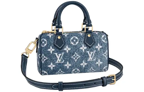 LOUIS VUITTON NANO SPEEDY Monogram Denim Pillow Bag, Handbag, Shoulder Bag, Crossbody Bag Mini Women's Blue