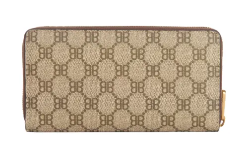 Balenciaga GUCCI Collaboration Canvas Wallet Women's Beige