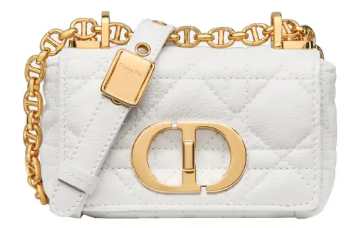 DIOR Caro Cow Leather Shoulder Bag, Crossbody Bag Extra Mini Women's Milk White