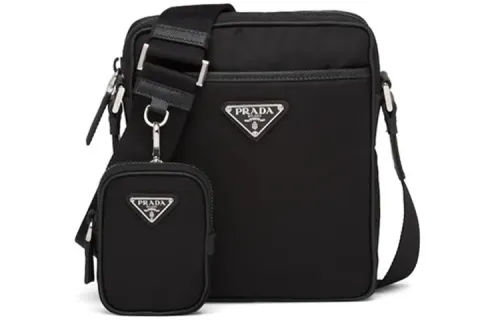 PRADA Nylon With Saffiano Leather Crossbody Bags Regular Men's Black