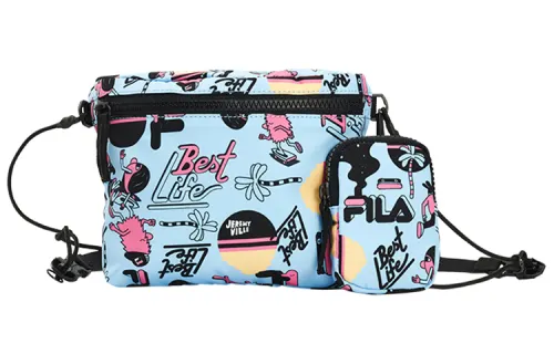 FILA FUSION X Jeremyville Collaboration Fashion Fabric Crossbody Bags Regular Unisex Light Pale Blue