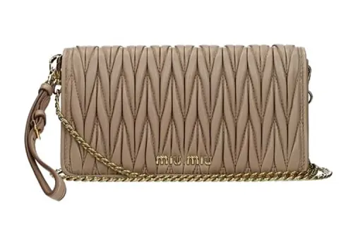 MIU MIU Sheepskin Shoulder Bag, Crossbody Bag Women's Brown