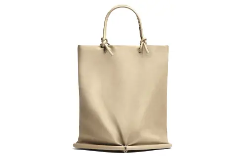 Bottega Veneta Beak Leather Handbag Women's Khaki