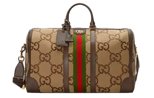GUCCI Jumbo GG Canvas Patchwork Leather Crossbody Handbag Unisex Ebony/Brown