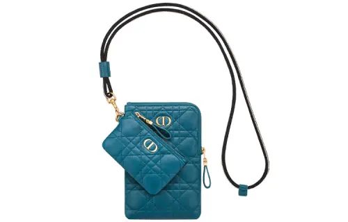 DIOR Caro Cow Leather Handbag Clutch Regular Women's Steel Blue