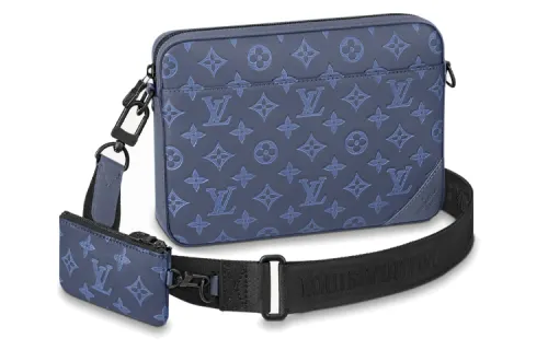 LOUIS VUITTON Duo Messenger Cow Leather Messenger Bag, Coin Purse, Handheld Crossbody Bag, Shoulder Bag Men's Blue