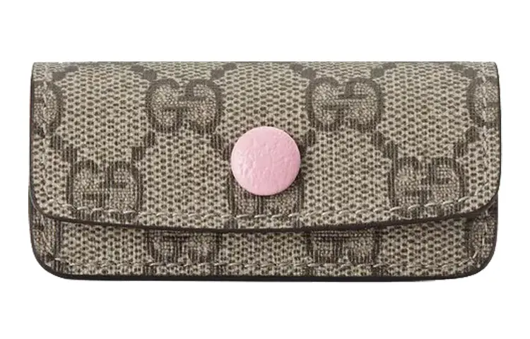 GUCCI Canvas With Leather Lipstick Closure Red Envelope Clutch Women's Ebony, Pink