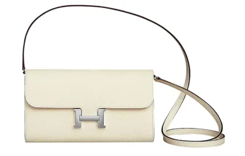 HERMES Calfskin Wallet, Handheld Crossbody Bag, Shoulder Bag Regular Women's I2 Nata Cream White