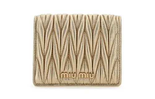 MIU MIU Sheepskin Wallet Women's Gold