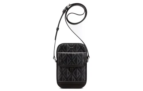 DIOR Gray Canvas Shoulder Bag, Crossbody Bag Men's Black