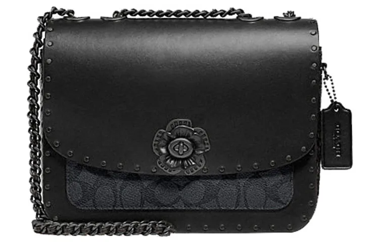 COACH Madison Leather Small Square Bag, Crossbody Bag, Shoulder Bag Medium Women's Black