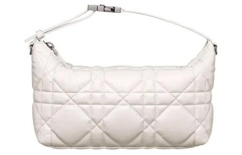 DIOR DiorTravel Cow Leather Lunch Bag Clutch Medium Women's Milk White