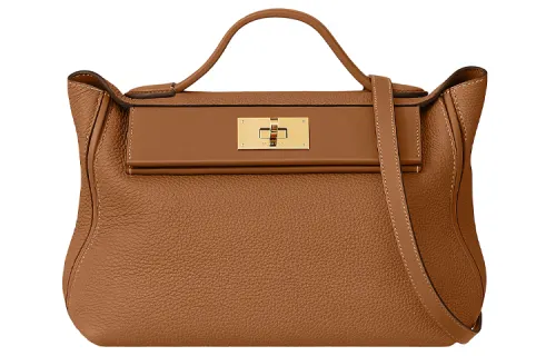 HERMES 24/24 Togo & Swift Calfskin Handbag Women's Gold