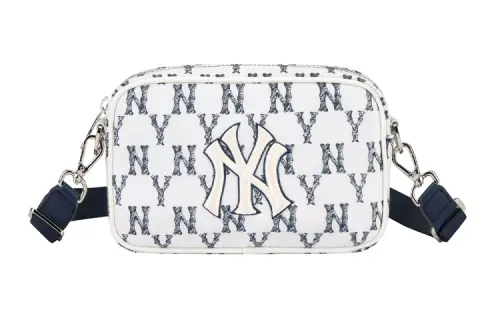 MLB Monogram Collection Nylon Fabric Camera Bag, Fanny Pack, Crossbody Bag, Shoulder Bag Unisex Blue White