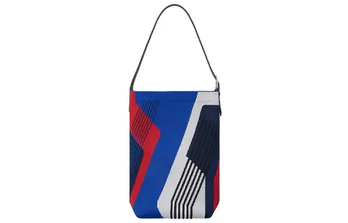 HERMES Etriviere Canvas, Cow Leather Handbag Women's Bright Red/Electric Blue/Black