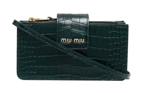 MIU MIU Crocodile Pattern Leather Wallet Women's Jasper