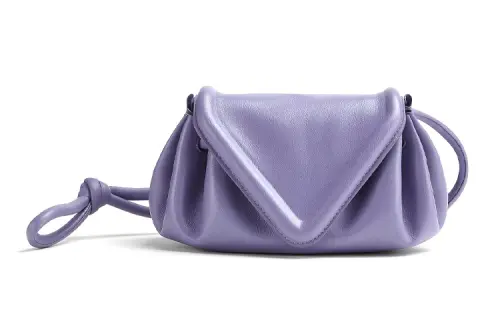 Bottega Veneta Beak Bag Flap Leather Clutch Women's Light Purple