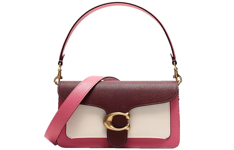 COACH Tabby Leather Dionysus Bag, Portable Underarm Shoulder Bag Women's Rose Red Burgundy