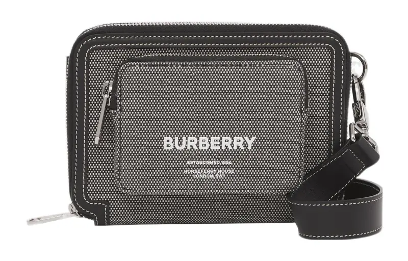 Burberry Cotton Canvas Messenger Bag, Shoulder Bag, Crossbody Bag Men's Gray