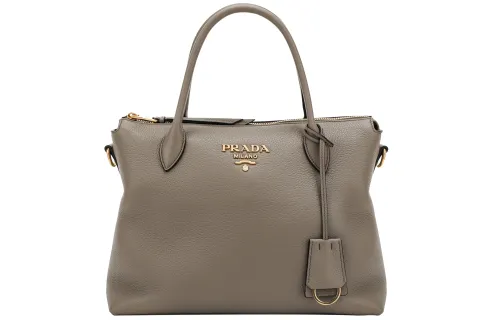 PRADA Cow Leather Handbag Small Women's Gray