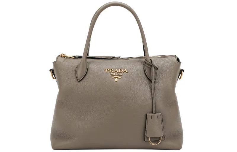 PRADA Cow Leather Handbag Small Women's Gray