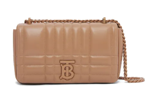 Burberry Lola Bag Quilting Lambskin Shoulder Bag, Crossbody Bag Small Women's Camel