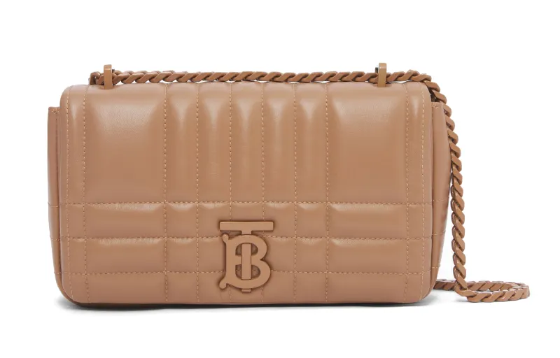 Burberry Lola Bag Quilting Lambskin Shoulder Bag, Crossbody Bag Small Women's Camel