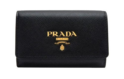 PRADA Cow Leather Wallet Coin Purse Wallet Women's Black