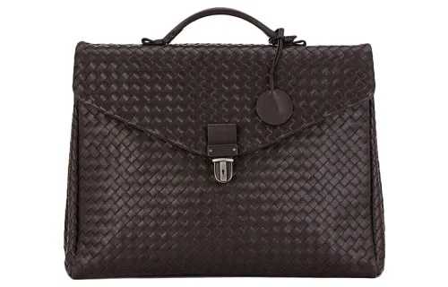 Bottega Veneta Business Casual Cow Leather Briefcase, Handbag Large Men's Brown