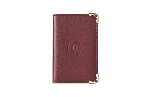CARTIER Calfskin Card Holder Women's Burgundy