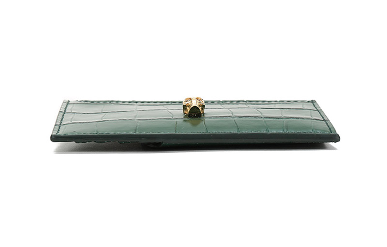Женский кошелек Alexander McQueen Skull Cardholder (зеленый) — фото 4