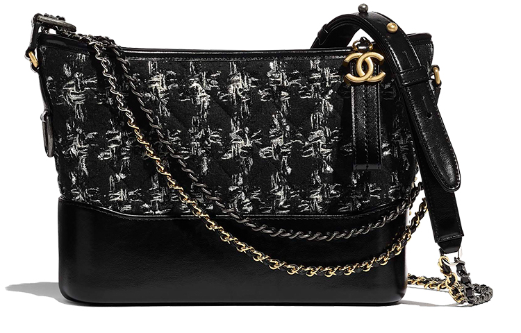 CHANEL Gabrielle Canvas Woven With Leather Hobo Bag Portable One Shoulder Crossbody Small Women's Black
