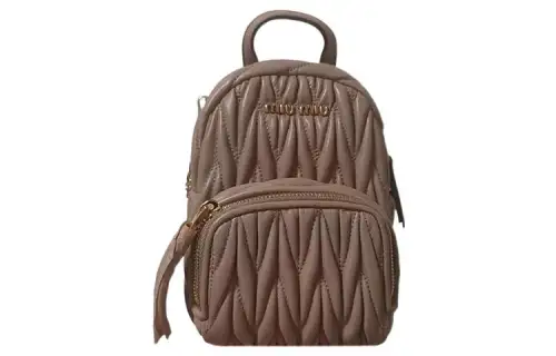 MIU MIU Soft Sheepskin Leather Backpack Women's Beige