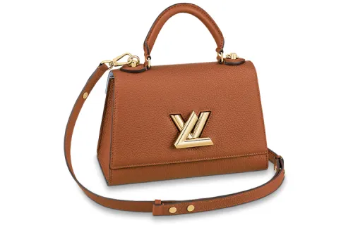 LOUIS VUITTON Twist Cow Leather Handbag, Shoulder Bag, Crossbody Bag Small Women's Caramel