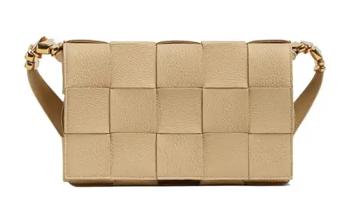Bottega Veneta CASSETTE Cow Leather Tofu Bag, Camera Bag, Crossbody Bag, Shoulder Bag Unisex Beige