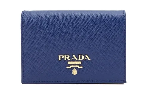 PRADA Luggage Collection Leather Wallet Women's Blue