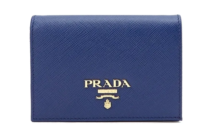 PRADA Luggage Collection Leather Wallet Women's Blue