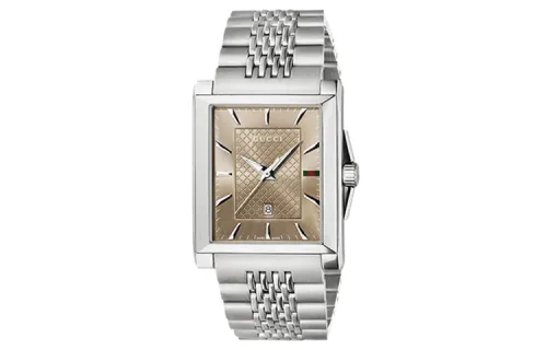 GUCCI G Timeles Collection Wrist Watches Quartz Movement Stainless Steel Strap Gold Dial Men's Watches