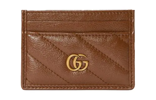 GUCCI Marmont Quilted Leather Card Holder Card Holder Women's Brown