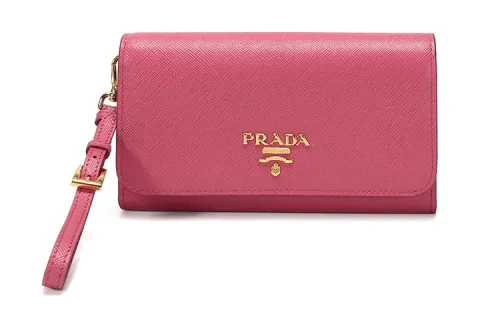 PRADA Luggage Collection Clutch Leather Wallet Women's Pink Peony