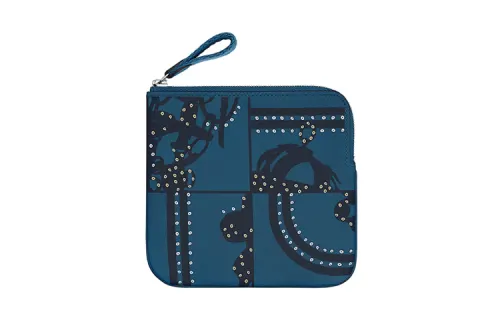 HERMES Carre Pocket Swift Calfskin Clutch Women's Multicolor