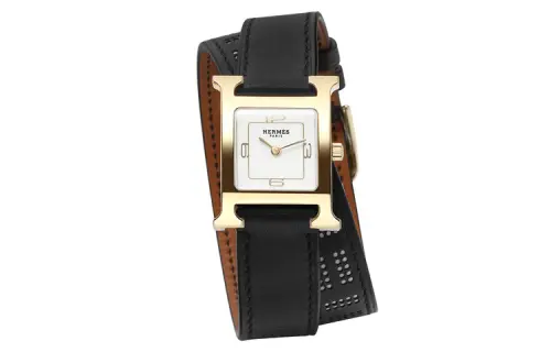 HERMES Heure H Wrist Watches Quartz Movement Genuine Leather Strap White Dial Women's Watch