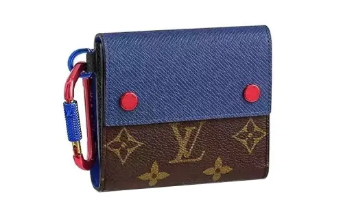 LOUIS VUITTON PVC Charm Card Wallet Coin Purse Men's Blue & Brown