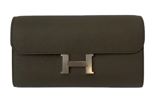 HERMES Silver Tone Buckle Epsom Leather Handheld Shoulder Bag, Crossbody Bag, Wallet Women's 8F Gris ÉTain Tin Gray