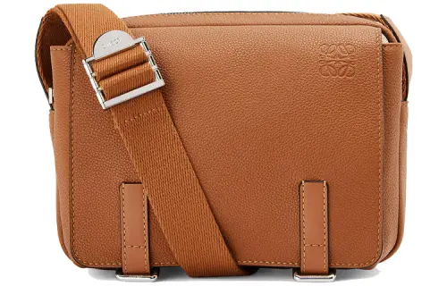 LOEWE Calfskin Messenger Bag, Shoulder Bag, Crossbody Bag Extra Small Men's Yellow Brown