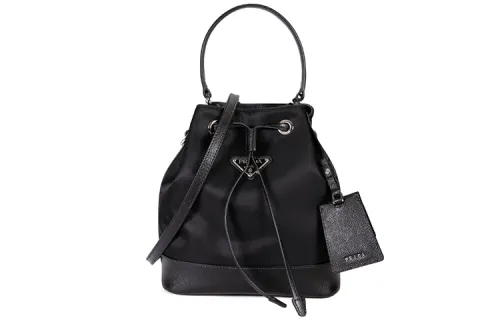 PRADA Nylon Bucket Bag, One Shoulder Handbag Small Women's Black