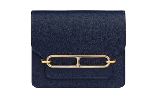 HERMES Roulis Evercolor Calfskin Pig Nose Wallet Fanny Pack Women's 2Z Bleu Nuit Midnight Blue