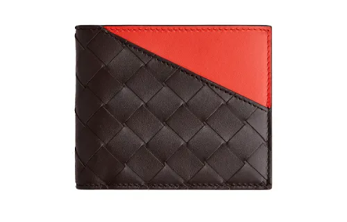 Bottega Veneta Calfskin Wallet Men's Black/Red