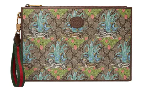 GUCCI Canvas With Leather Clutch Regular Men's Ebony/Brown